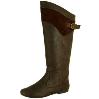 Tall Knee High Boots Low Flat Heel Fux Leather Buckle Riding Women New