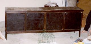 Vintage ALL WOOD buffet or credenza or storage cabinet or workbench or