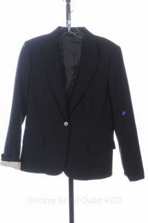 Theory 12 L Black Stretch Wool Gabe Tailor Single Button Blazer Jacket