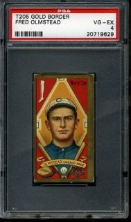 T205 1911 Hassan Gold Borders Fred Olmstead Chicago White Sox PSA 4 VG