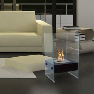  Indoor Outdoor Floor Ethanol Gas Fireplace Elegance Satin Black