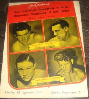 Freddie Mills V Pol Goffaux Lhwceur 1947 Boxing Program