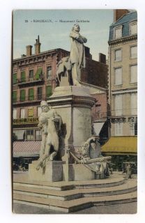 Bordeaux Monument Gambetta Old Postcard