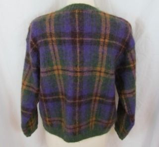 Gallagher Sz XL Crewneck Sweater Mohair Wool Blend Purple Green Gold