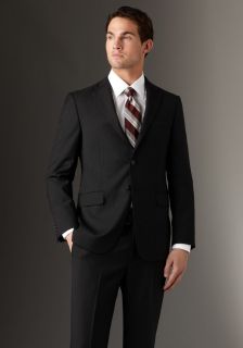 Hickey Freeman Mens Sterling Collection Black Stripe Suit