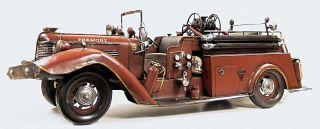 Huge 33 1939 Red Fremont w Peterbilt s 100 Pumper Fire Engine Truck