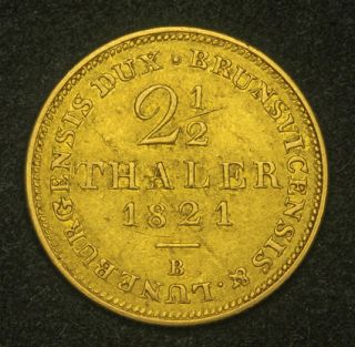 1821 Hannover George IV Scarce Gold 2 ½ Thaler Coin XF