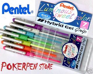 Pentel K118 Hybrid Grip 7 Colour Set Rollerball Gel Pen