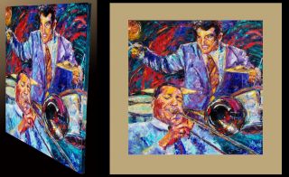 Large Jazz Art Painti Gene Krupa Jack Teagarden D Hurd