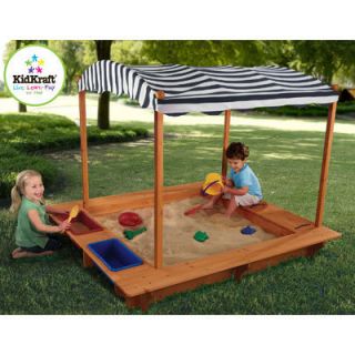 KidKraft ★ Outdoor Sandbox With Canvas Canopy, 2 Plastic Sand and