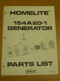 Vintage Homelite Generator Parts Manual 154A20 1