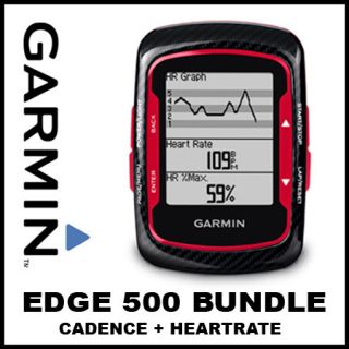 Garmin Edge 500 Bundle Red Black Carbon Premium Heartrate Cadence New
