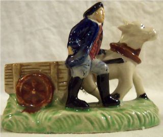 Old George Washington Type Colonial Man, Donkey & Cart Figuring from