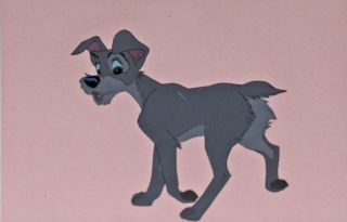 Disney Production Cel from Lady The Tramp Gold Art Corner Seal Tramp