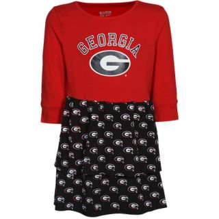 Georgia Bulldogs Toddler Girls Red Black Long Sleeve Layered Dress