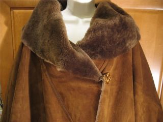 Geoffrey Beene Couture Brown Suede Leather Shearling Lined Heavy