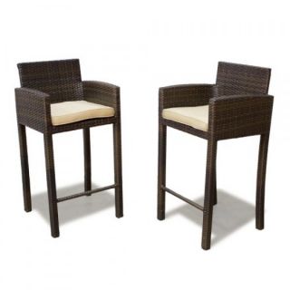 Luxury Furniture Bar Height (2) Outdoor Wicker Patio Bar stools NEW