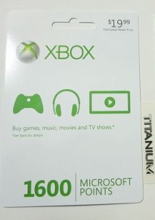  Xbox 360 Live1600 Points Code Gold USA Gift   Zune, Games, HD Movies