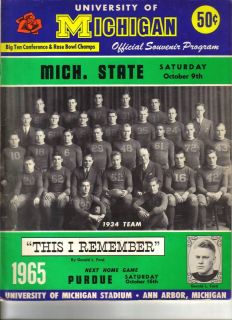 Michigan MSU 1 Football Program 1965 Gerald Ford Cover