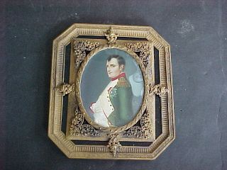   MINIATURE PAINTING of NAPOLEON by E GERARD in EXQUISITE BRASS FRAME