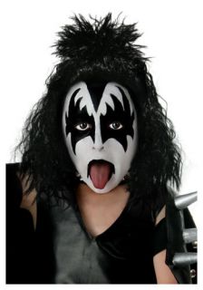 Kids Gene Simmons Wig Halloween Kiss Demon Family Jewel