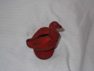 Vintage Red GOOSE Shoe Cast Iron Coin Bank