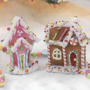  GJ 10 in Flat Pink and Brown Gingerbread House Set of 2 3106562