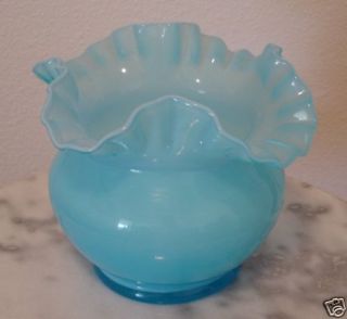Fenton Blue Overlay 5 Vase