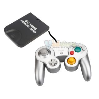 Silver Wired Controller 16MB Memory Card for Nintendo GameCube GC Wii