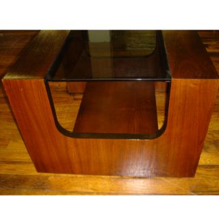 Vintage Lane Two Tiers Side End Table Glass Walnut