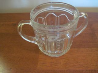 Vintage Large Pressed Glass Spoon Holder 2 Handles