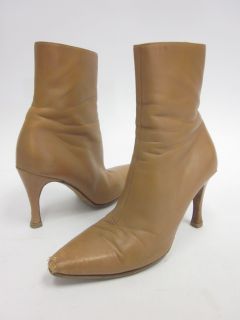 Gina Camel Leather Pointed Toe Ankle Boots Sz 3 5 5 5