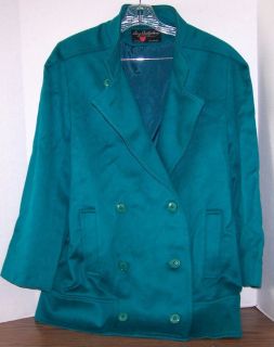 George David Fashions Teal Blue Wool Coat M Preowned