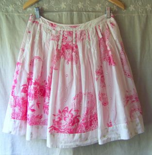 Anthropologie ODILLE Garden Fresh Skirt Sz 6 Floral Eyelet Cotton