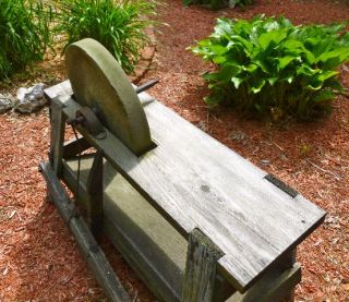  Grinding Stone Sharpening Wheel Grinder w/ Wood Bench Garden Shop