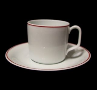 Georges Boyer Limoges BOY25 Red Trim on White Cup Saucer Set Mint