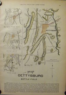 Gettysburg Civil War Battlefield Map Hand Colored