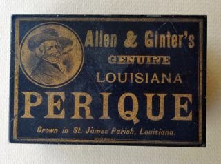 Allen & Ginters Genuine Louisana Perique Antique Tin Tobacco Box Pre