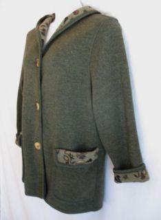 Giesswein Austria Spectacular Olive Green Wool Hooded Winter Jacket 10