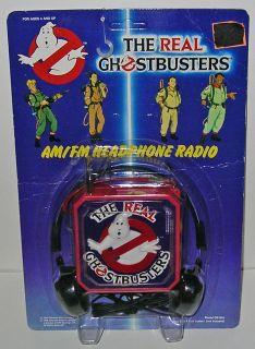 Scarce Real Ghostbusters Logo Am FM Radio w Headphones Vintage Mint