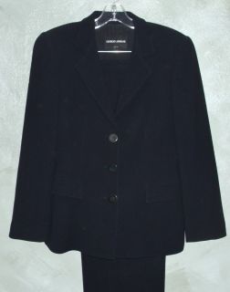 Giorgio Armani Suit Classic Navy Blue Wool Crepe Jacket Pant 4 6