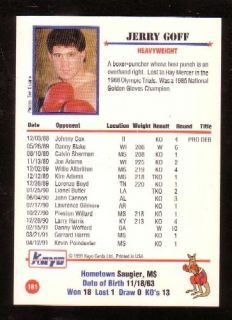 Boxing Heavyweight Jerry Goff Kayo Trading Cards 181 C1991 KOS 13