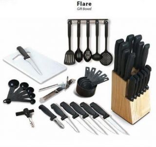 Flare 41 Piece Kitchen Essentials Combo Set New Cutlery Board