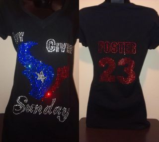 Houston Texans Any Given Sunday Player Name Number Rhinestone T