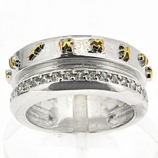925 Silver Yellow Gold Plated CZ Zodiac Ring Sz 8 US