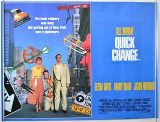  CHANGE 1991 Original Cinema Quad Movie Poster Bill Murray Geena Davis