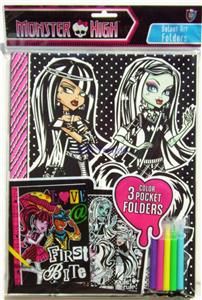 Monster High Velvet Art Folder Set with Markers Clawd Cleo Draculaura