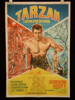 Tarzans Fight for Life Gordon Scott Brent Argentine 1sh Movie Poster