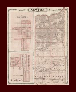 Newton County Goodland Kentland Brook Indiana Map Original Antique