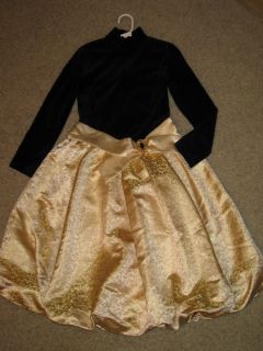 AMERICAN GIRL Midnight Holly Holiday Christmas Black Gold Dress Girls